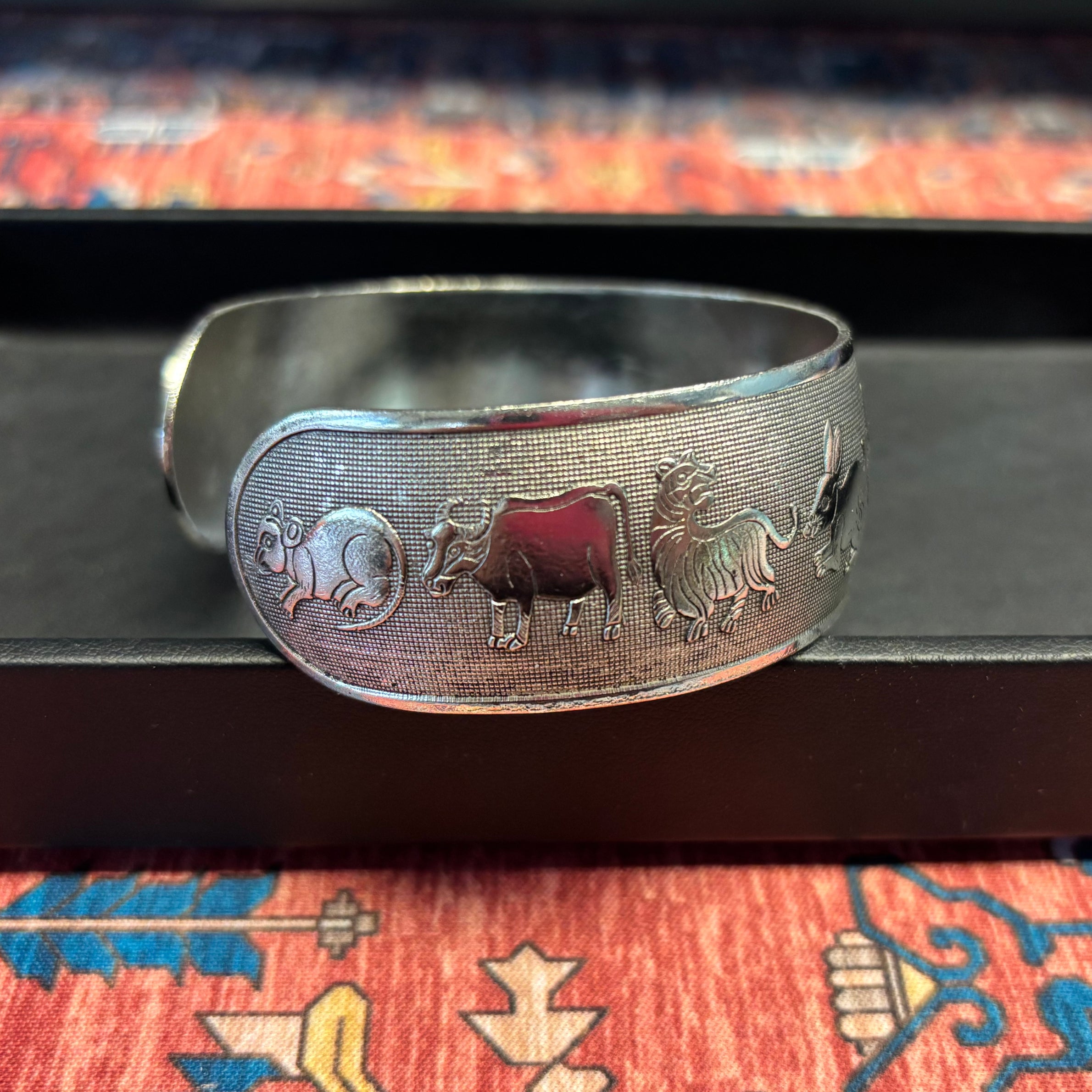 Vintage Chinese Zodiac Cuff Bracelet | Silver Plate-Haus of Darkness, Haus of Light