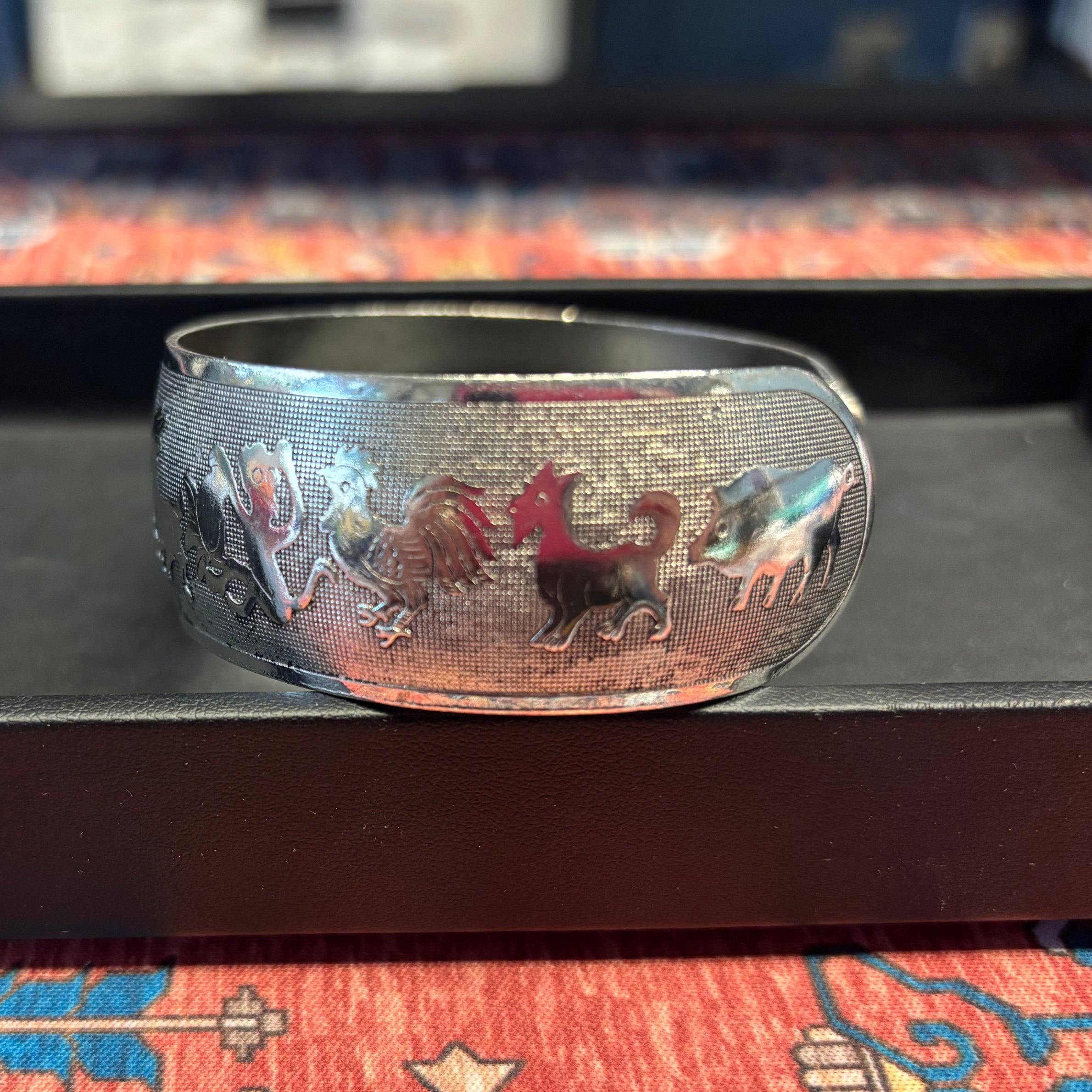 Vintage Chinese Zodiac Cuff Bracelet | Silver Plate-Haus of Darkness, Haus of Light