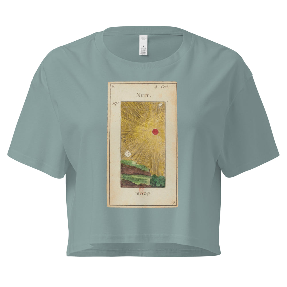 Vintage "Grand Etteilla" French Tarot "Day & Night" | Crop Top-Haus of Darkness, Haus of Light