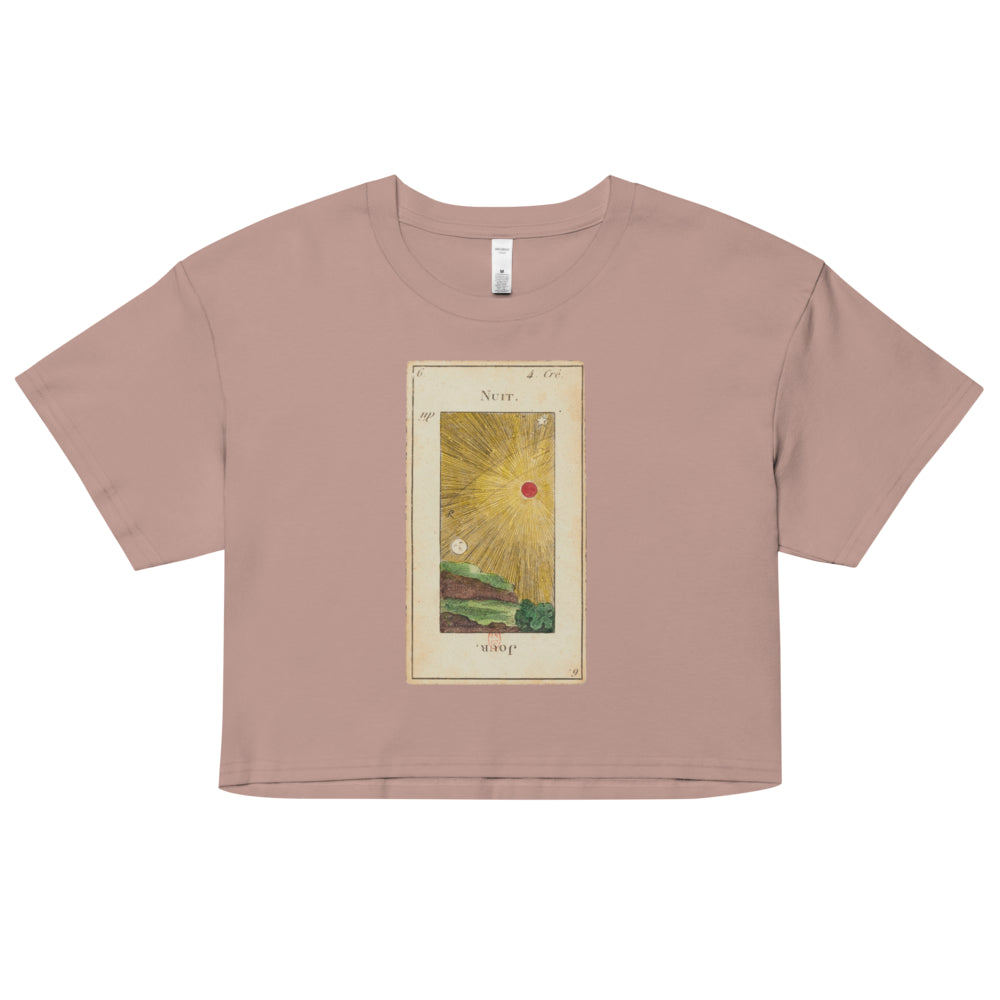 Vintage "Grand Etteilla" French Tarot "Day & Night" | Crop Top-Haus of Darkness, Haus of Light