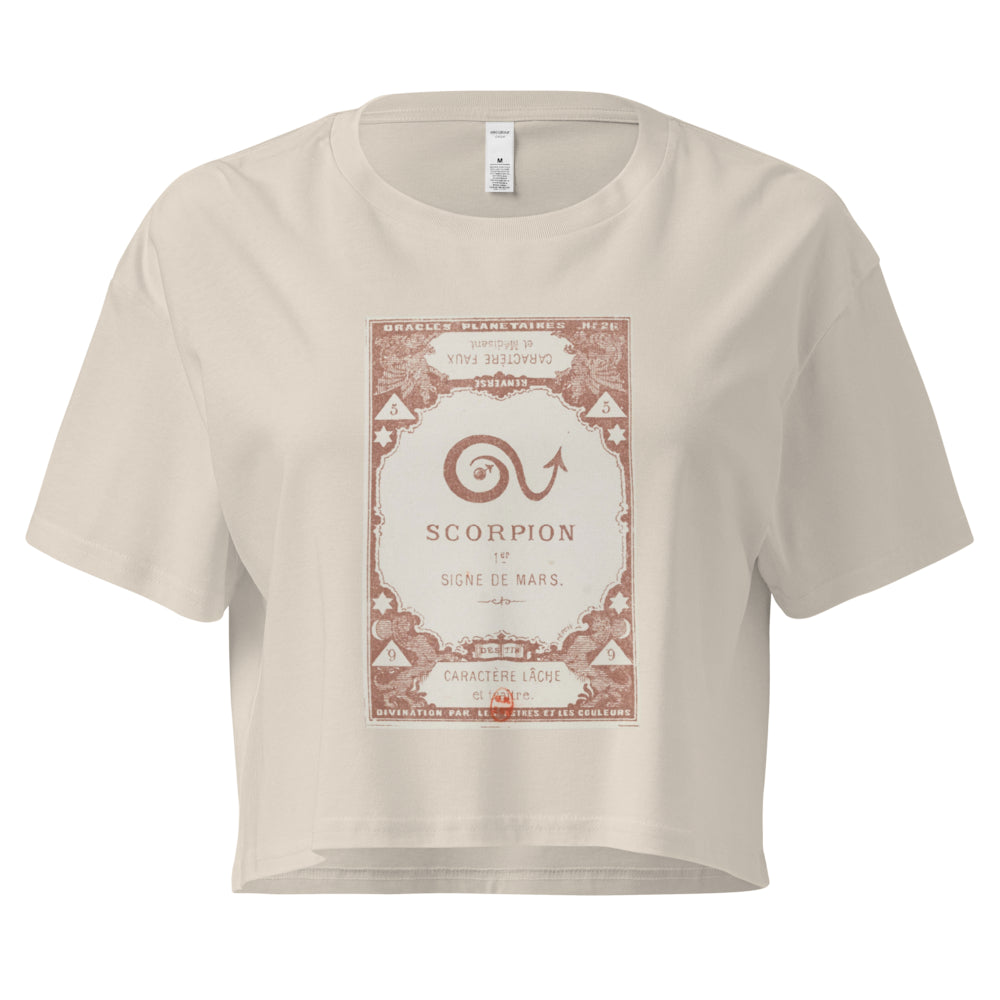 "Scorpio" Vintage French Astrology Oracle | Crop Top-Haus of Darkness, Haus of Light