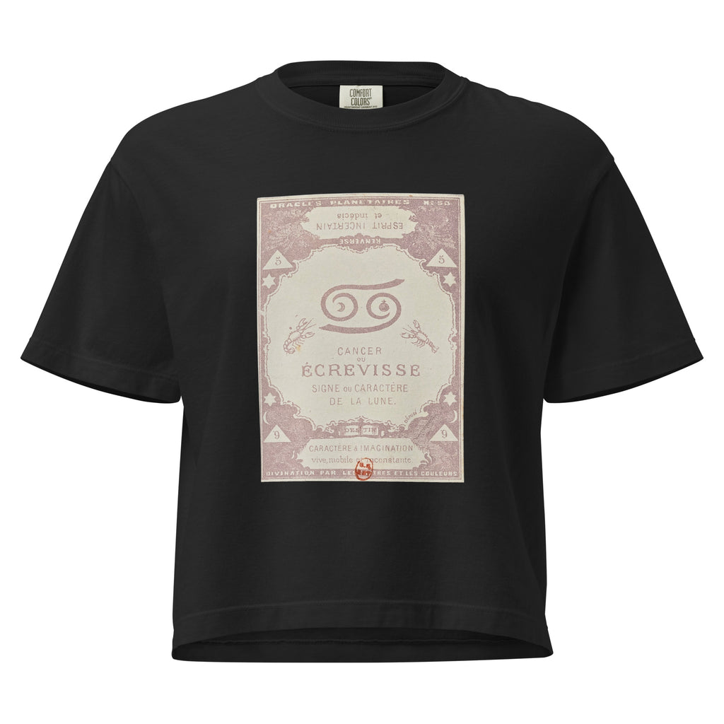 "Cancer" Vintage French Astrology Oracle | Women's Boxy Tee-Haus of Darkness, Haus of Light