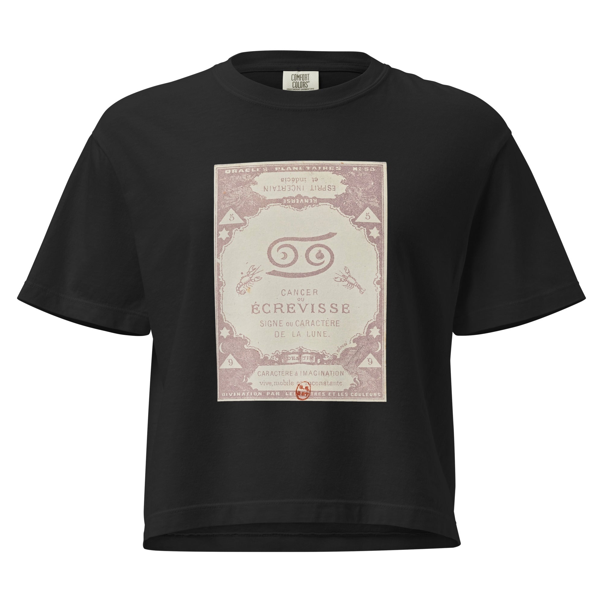 "Cancer" Vintage French Astrology Oracle | Women's Boxy Tee-Haus of Darkness, Haus of Light