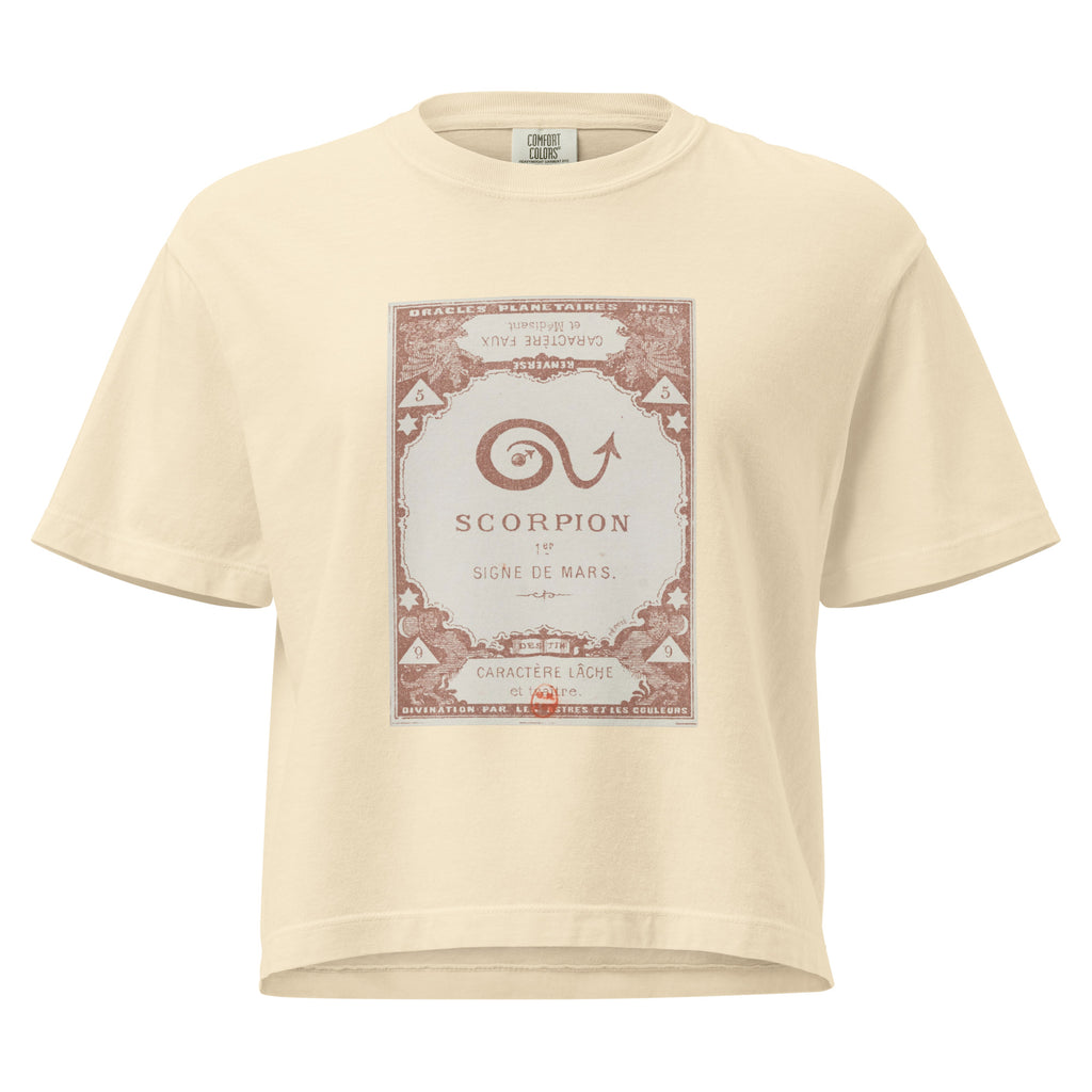 "Scorpio" Vintage French Astrology Oracle | Women's Boxy Tee-Haus of Darkness, Haus of Light