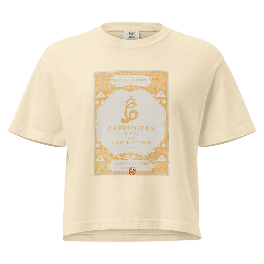 "Capricorn" Vintage French Astrology Oracle | Women's Boxy Tee-Haus of Darkness, Haus of Light
