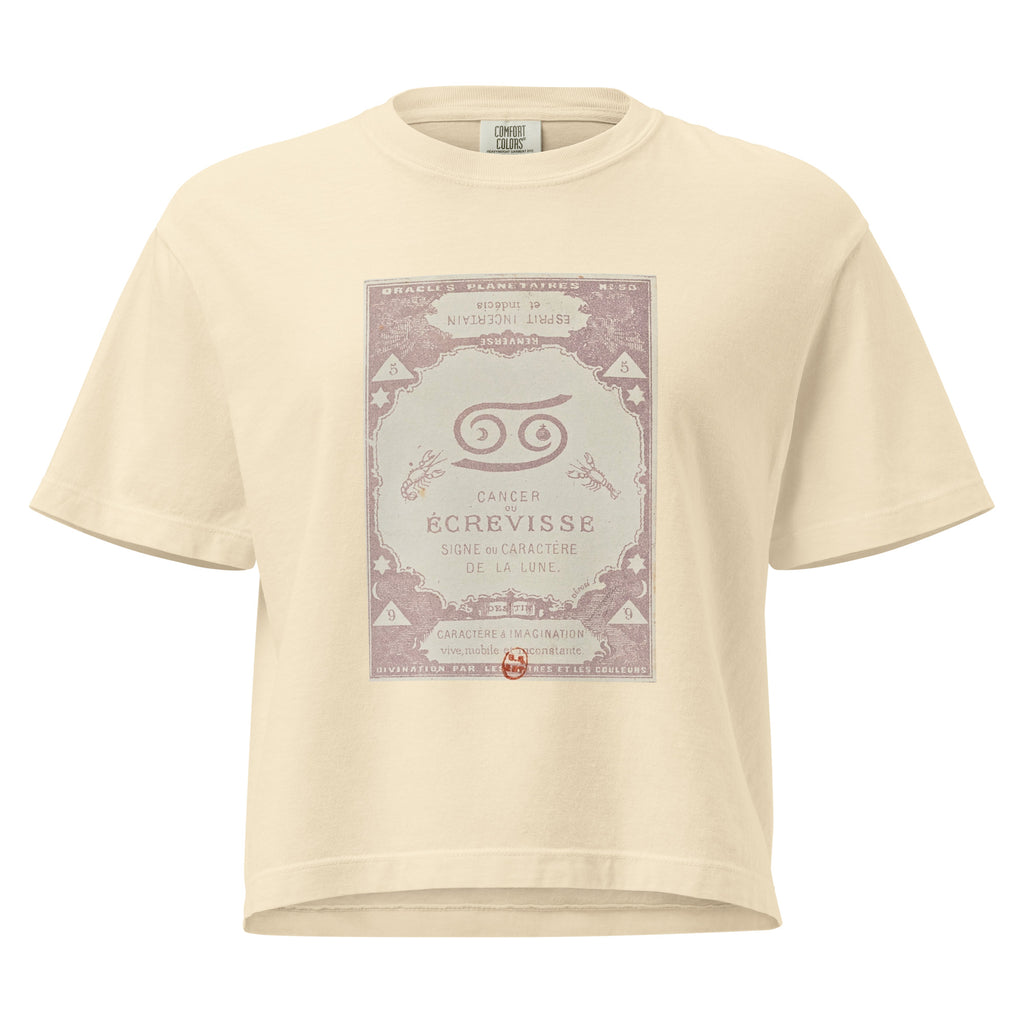 "Cancer" Vintage French Astrology Oracle | Women's Boxy Tee-Haus of Darkness, Haus of Light