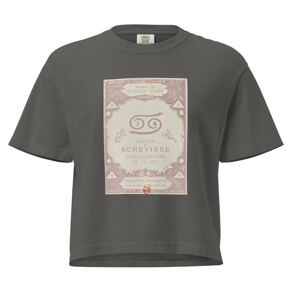 "Cancer" Vintage French Astrology Oracle | Women's Boxy Tee-Haus of Darkness, Haus of Light