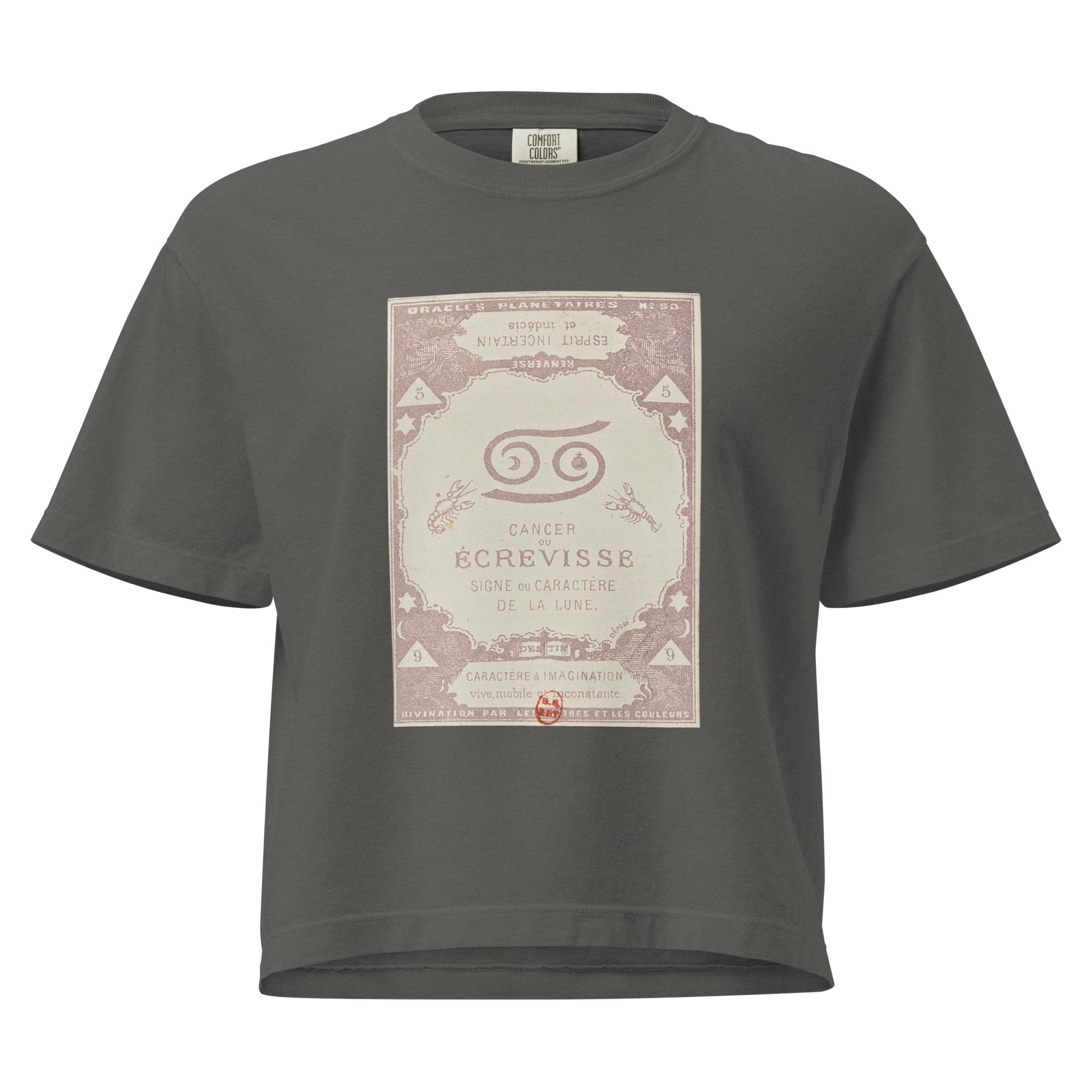 "Cancer" Vintage French Astrology Oracle | Women's Boxy Tee-Haus of Darkness, Haus of Light