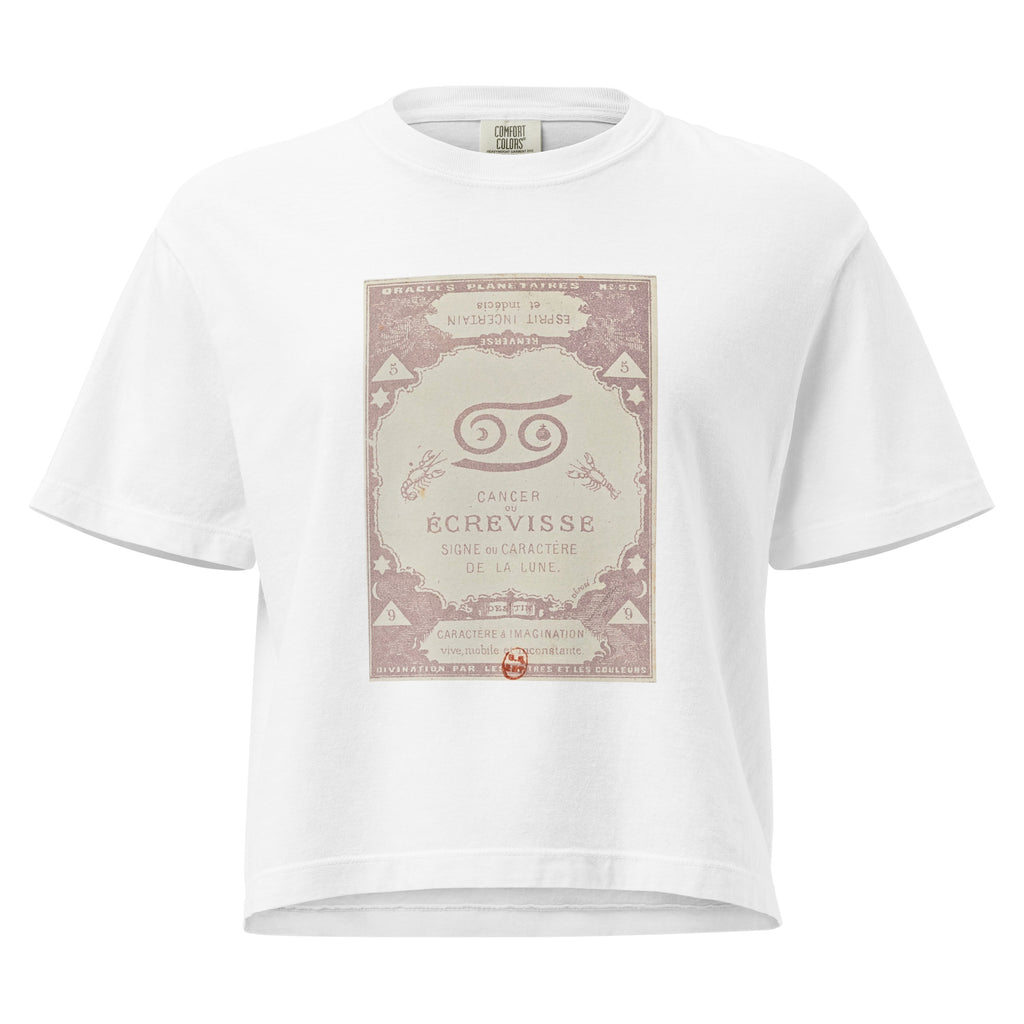"Cancer" Vintage French Astrology Oracle | Women's Boxy Tee-Haus of Darkness, Haus of Light
