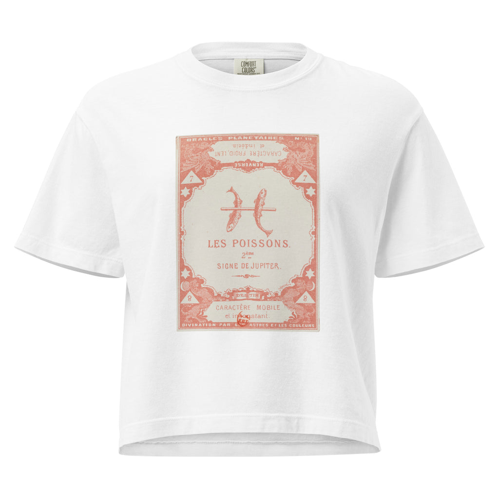 "Pisces" Vintage French Astrology Oracle | Women's Boxy Tee-Haus of Darkness, Haus of Light